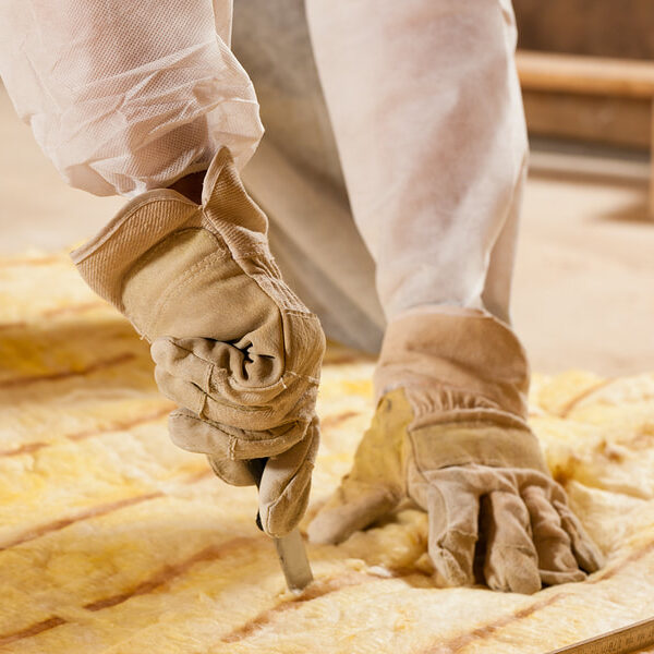Cutting material to precisely fit and close gaps and leaks Precise cut of insulation roll